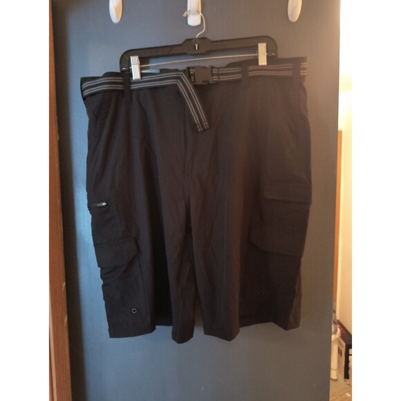 MEN'S IRON CO. BELTED HYBRID STRETCH CARGO SHORTS Black SIZE 40 New - Picture 1 of 5